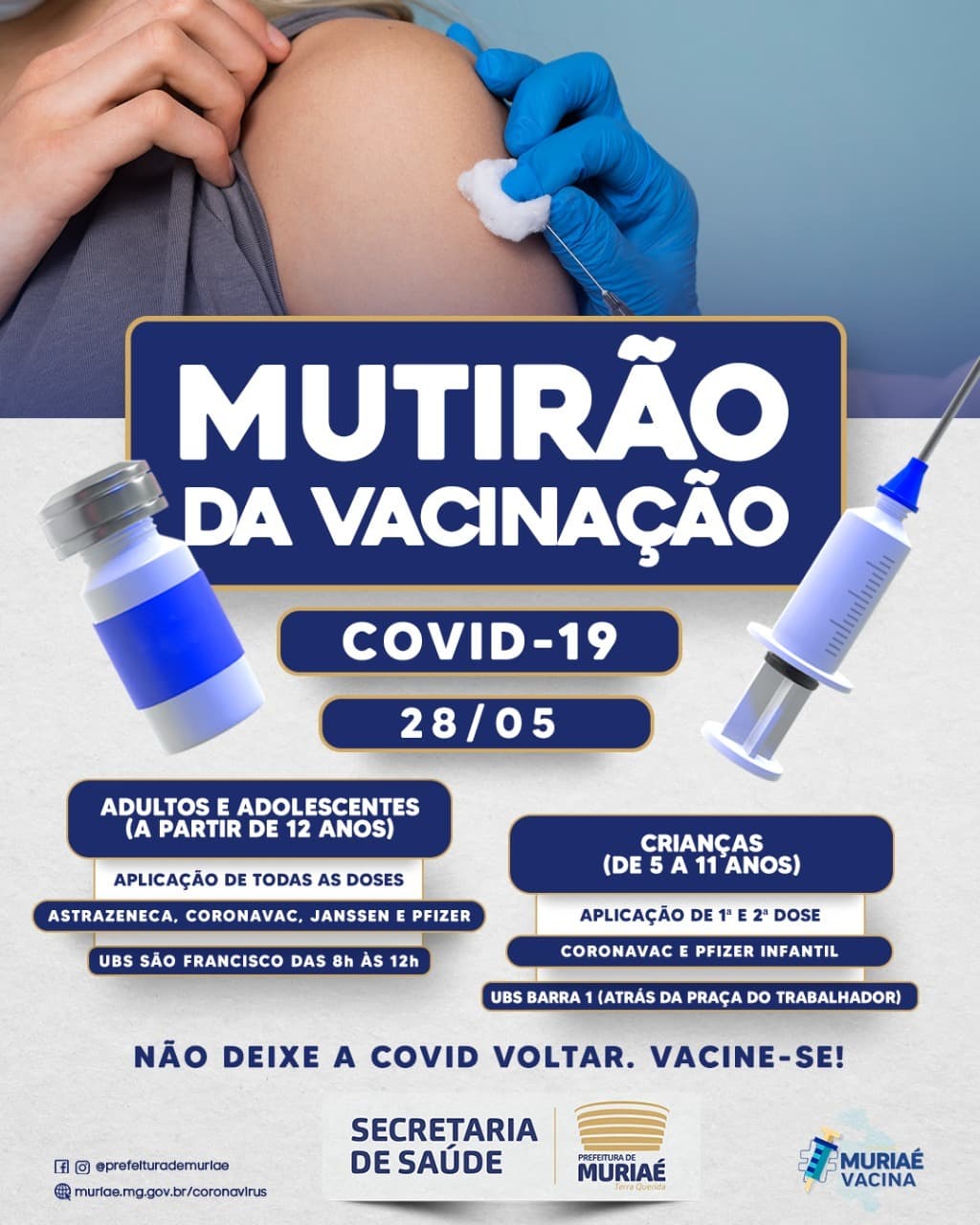 Muriaé terá mutirões de vacina contra gripe e covid neste sábado