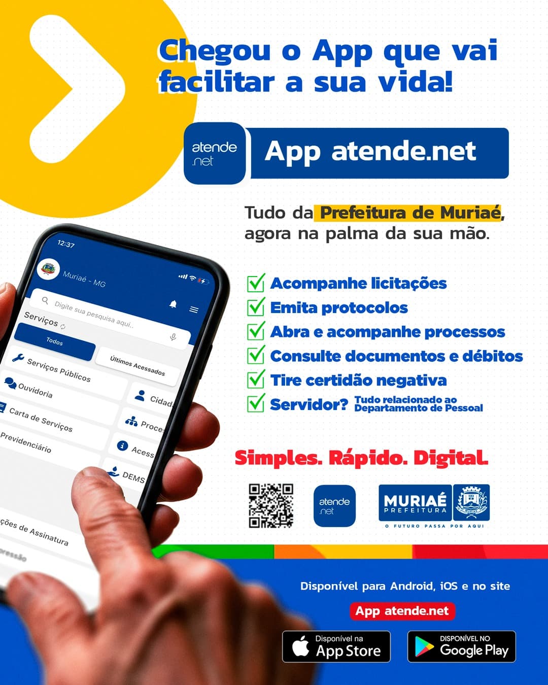 Prefeitura lança aplicativo Atende.net e amplia oferta de serviços digitais ao cidadão